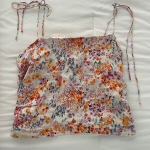 H&M Orange Brown Crop Tie Front Camisole